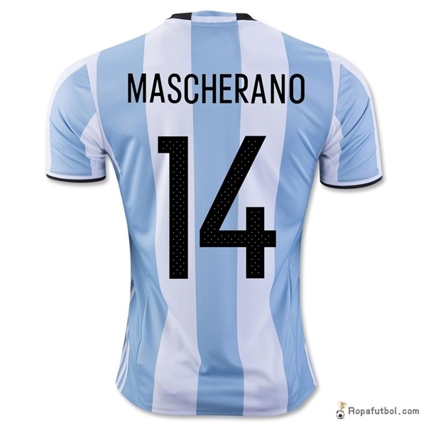 Camiseta Argentina Replica Primera Ropa Mascherano 2016 Claro Azul